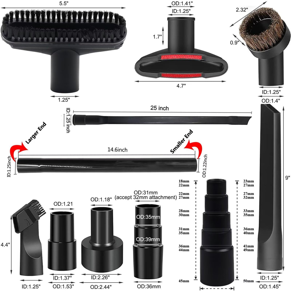 IN VACUUM 12-inch wide brush attachment reaches edges and corners