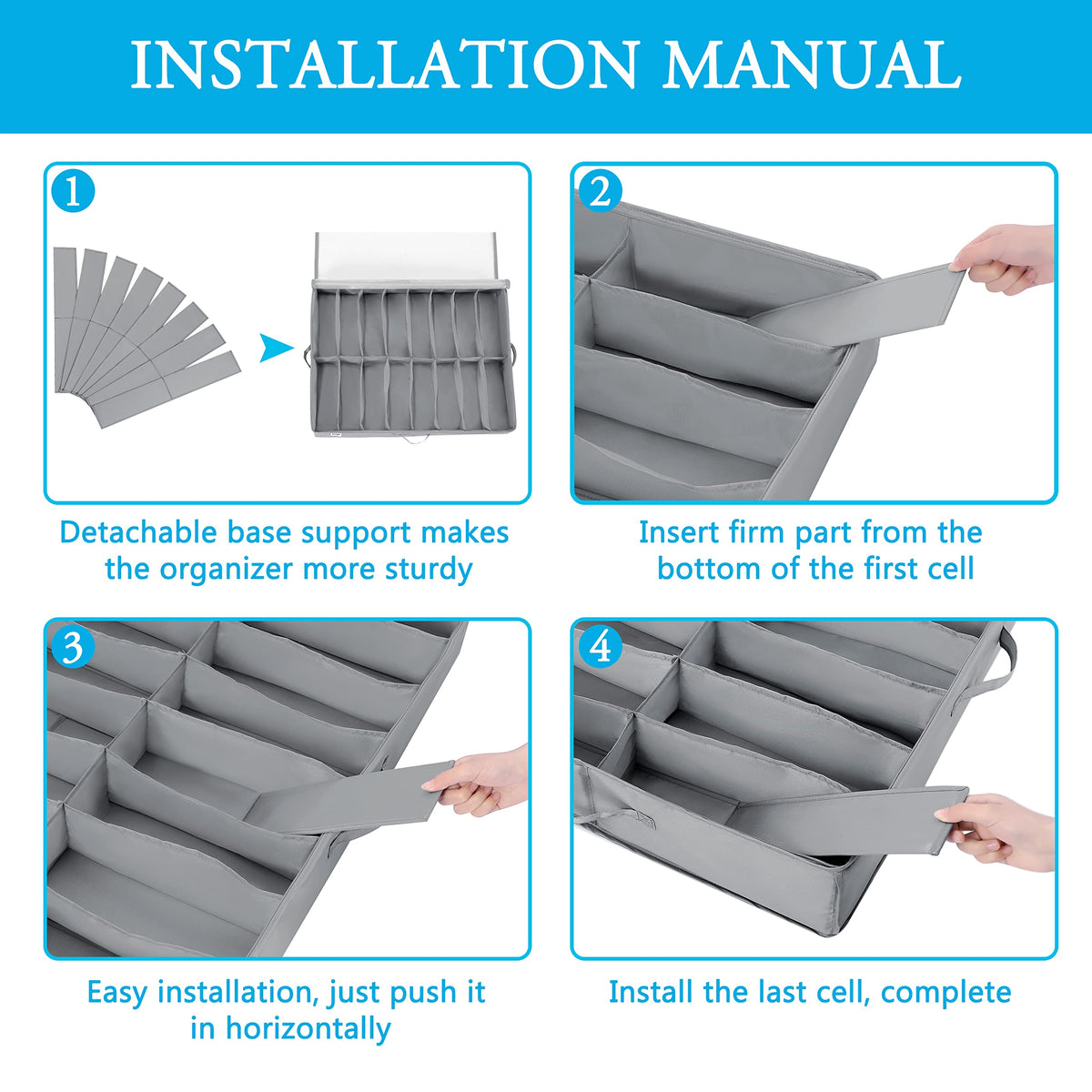 INAYA organizer with reinforced handles for easy moving and placement.