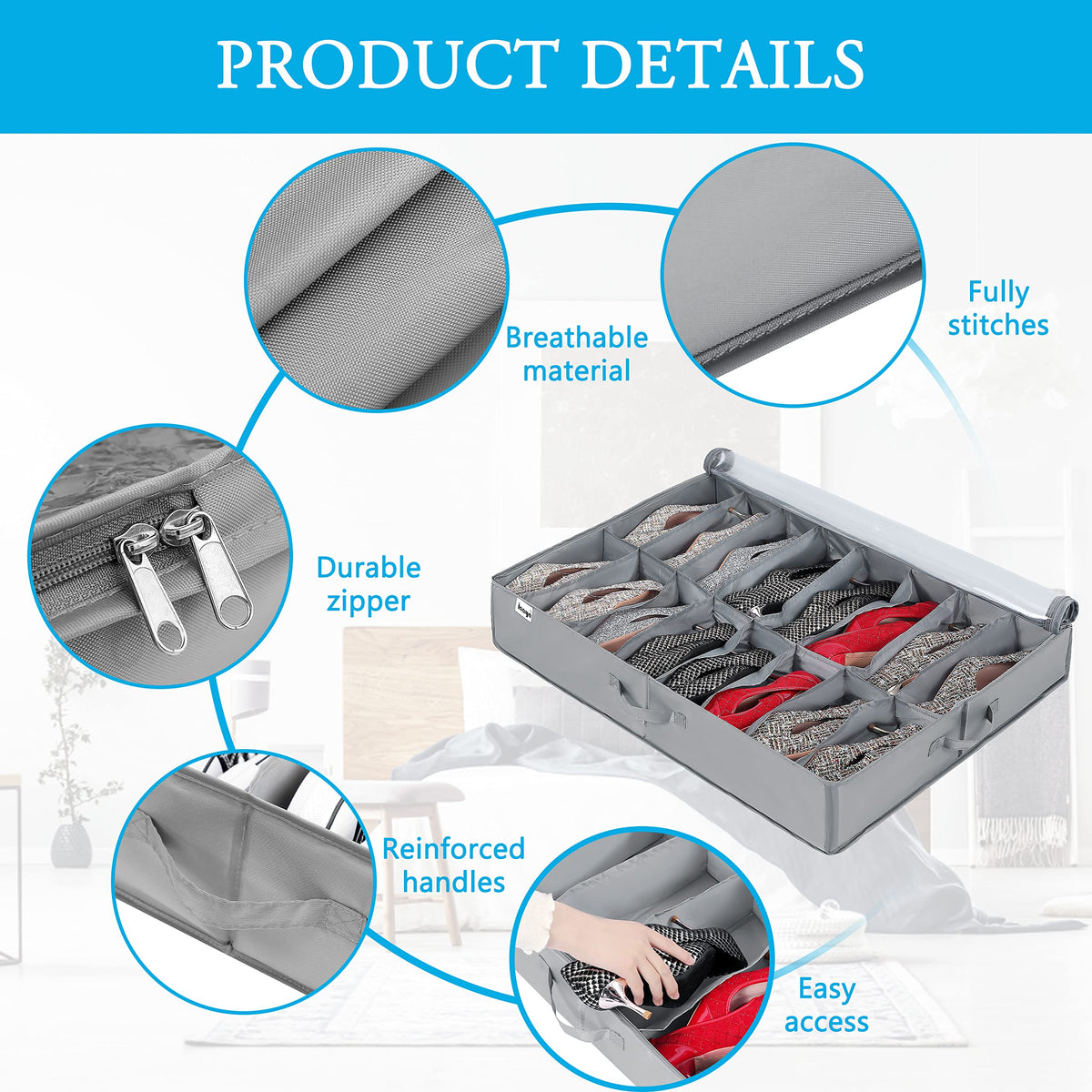 INAYA shoe storage features clear covers for quick visibility of shoes.