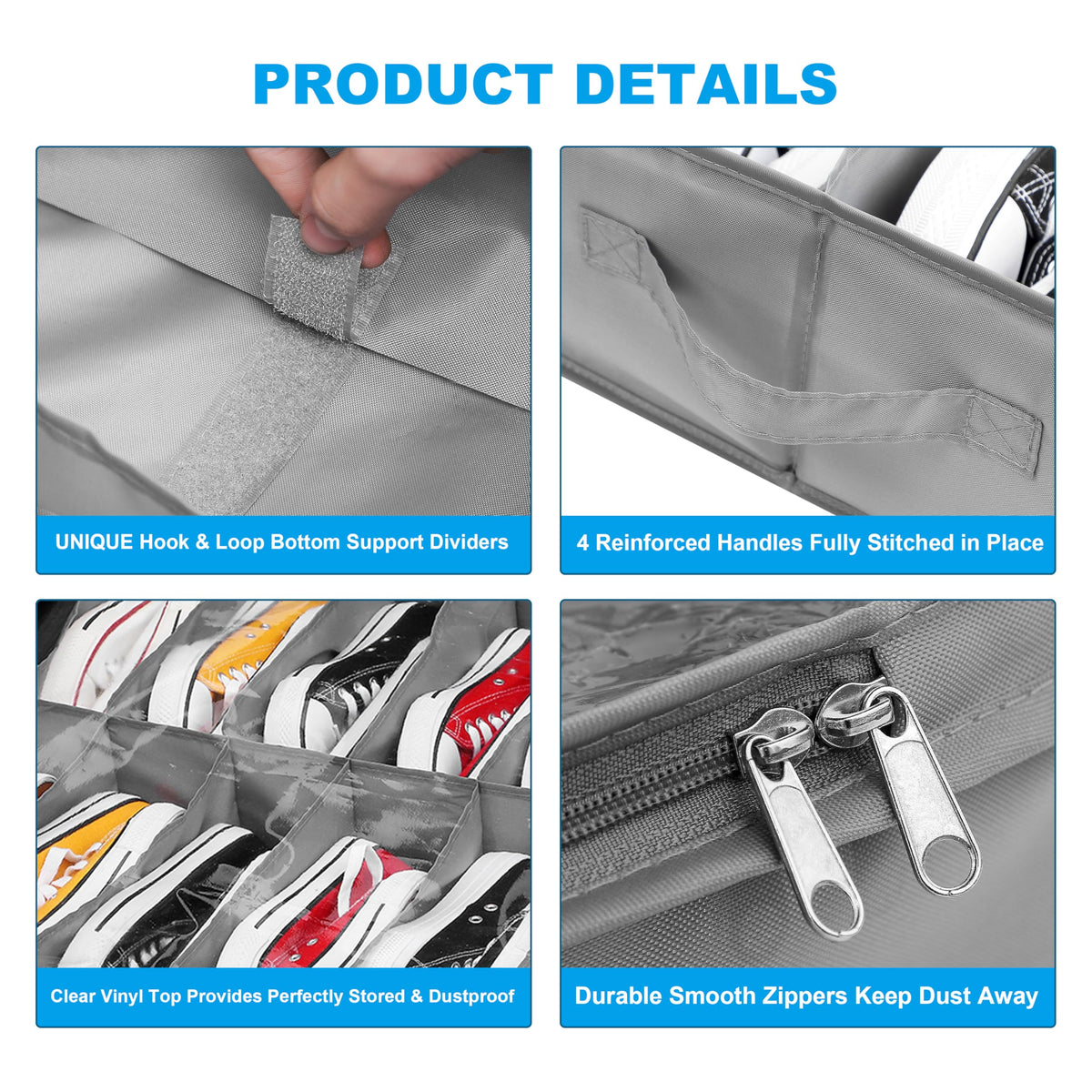 INAYA under-bed storage fits large shoes up to 12 inches.