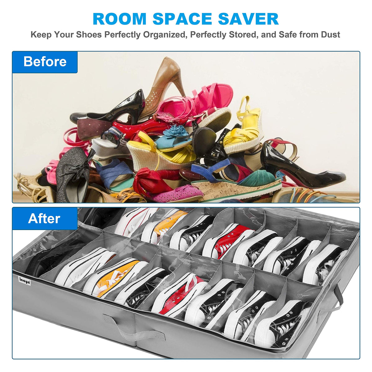 INAYA reinforced handles enable easy lifting and sliding.