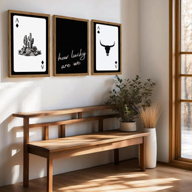 Inch Sunshine Art gallery wall idea pairs well with farmhouse or bohemian interiors.