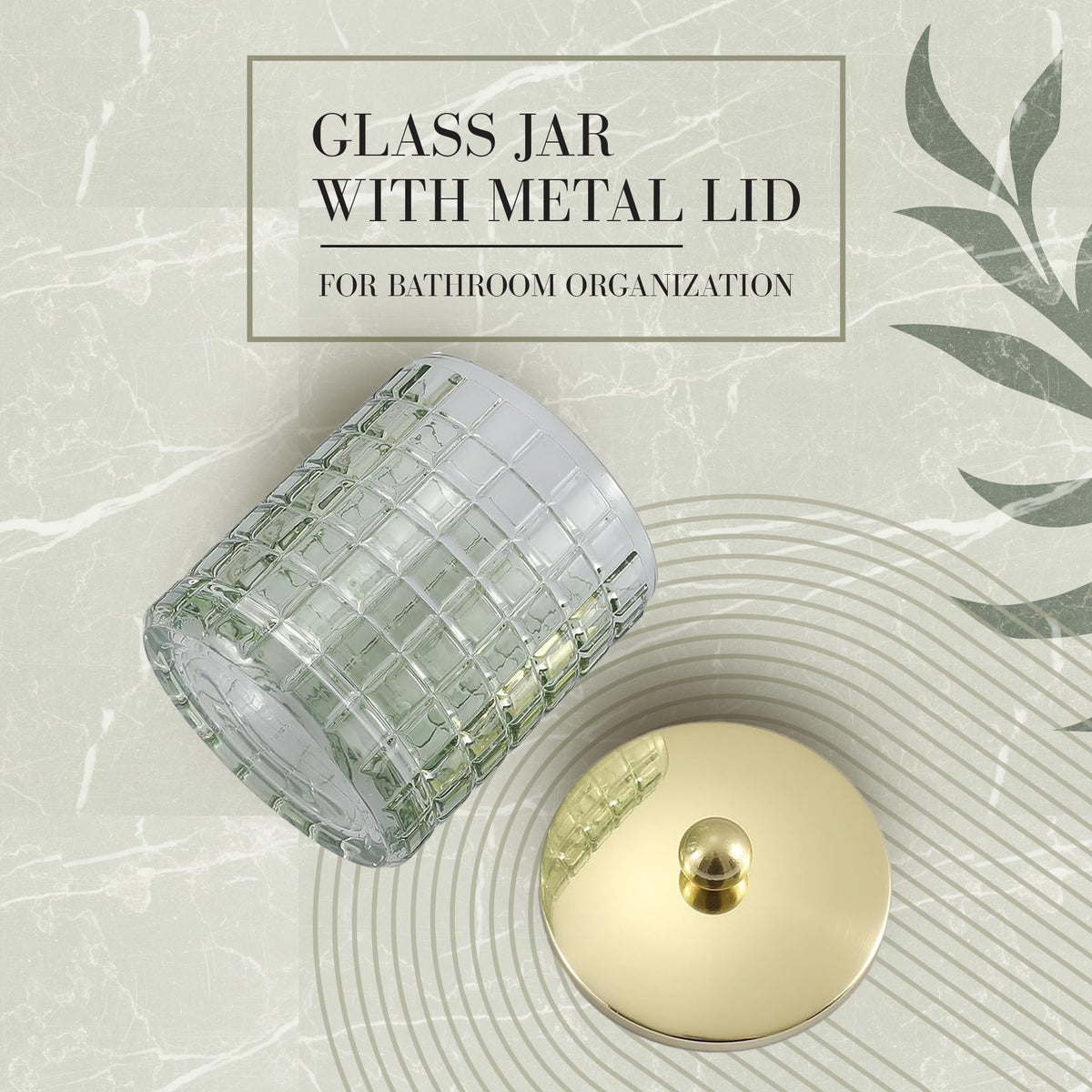 Indecor Home clear bathroom storage jar keeps items visible and organized.