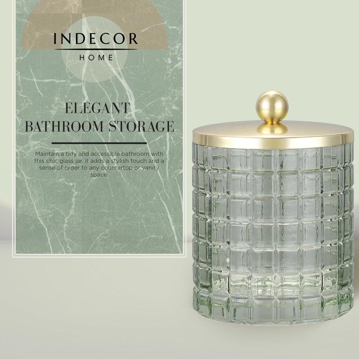 Indecor Home gold lid jar protects contents from dust and moisture.