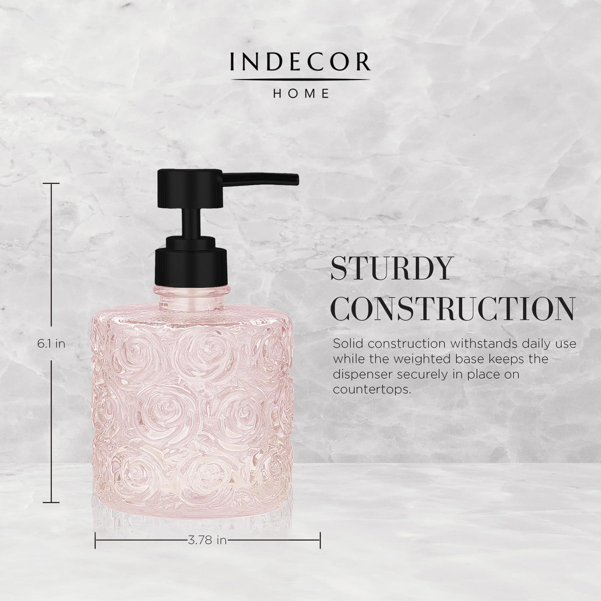 Indecor Home Marcella works with hand or body soap.