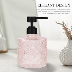 Indecor Home Marcella peach blush glass adds soft color.