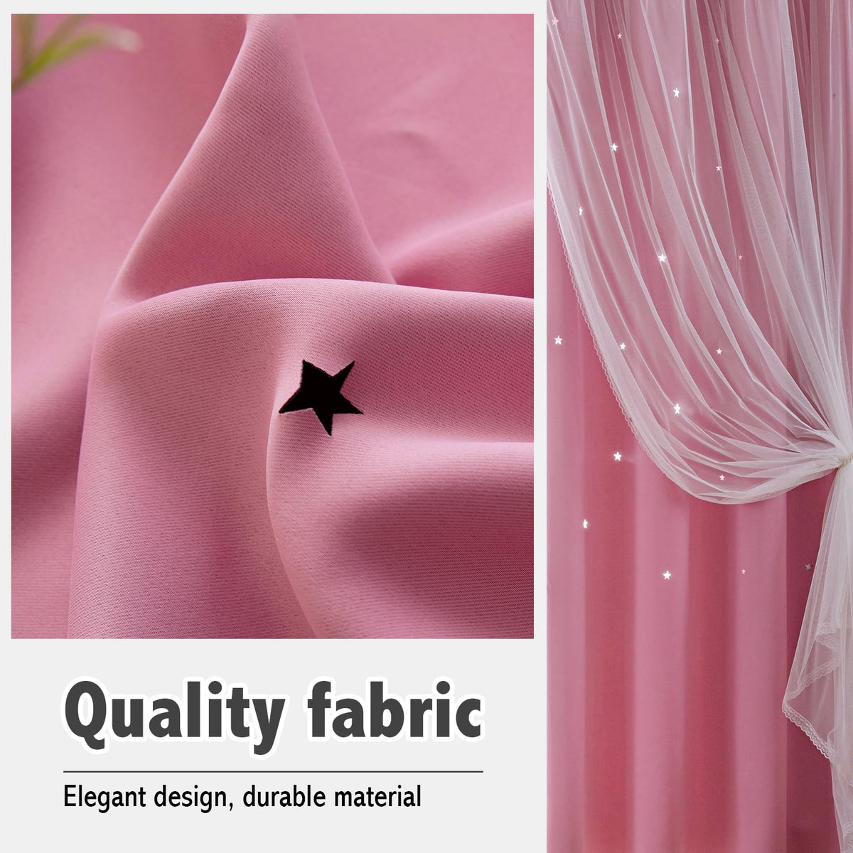 indistar Decorative curtains enhance girls’ rooms with a dreamy night-sky look.