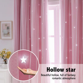 Indistar pink star-cutout curtains set the mood for a bright yet calm room.