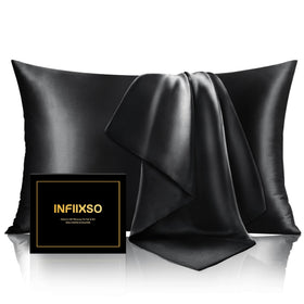 INFIIXSO mulberry silk pillowcase for hair and skin benefits, ultra-smooth touch.