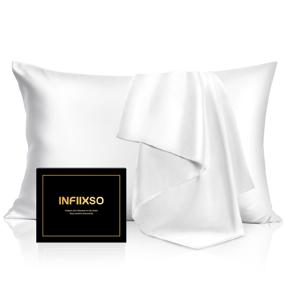 INFIIXSO Mulberry silk pillowcase front view for smooth hair and skin comfort.