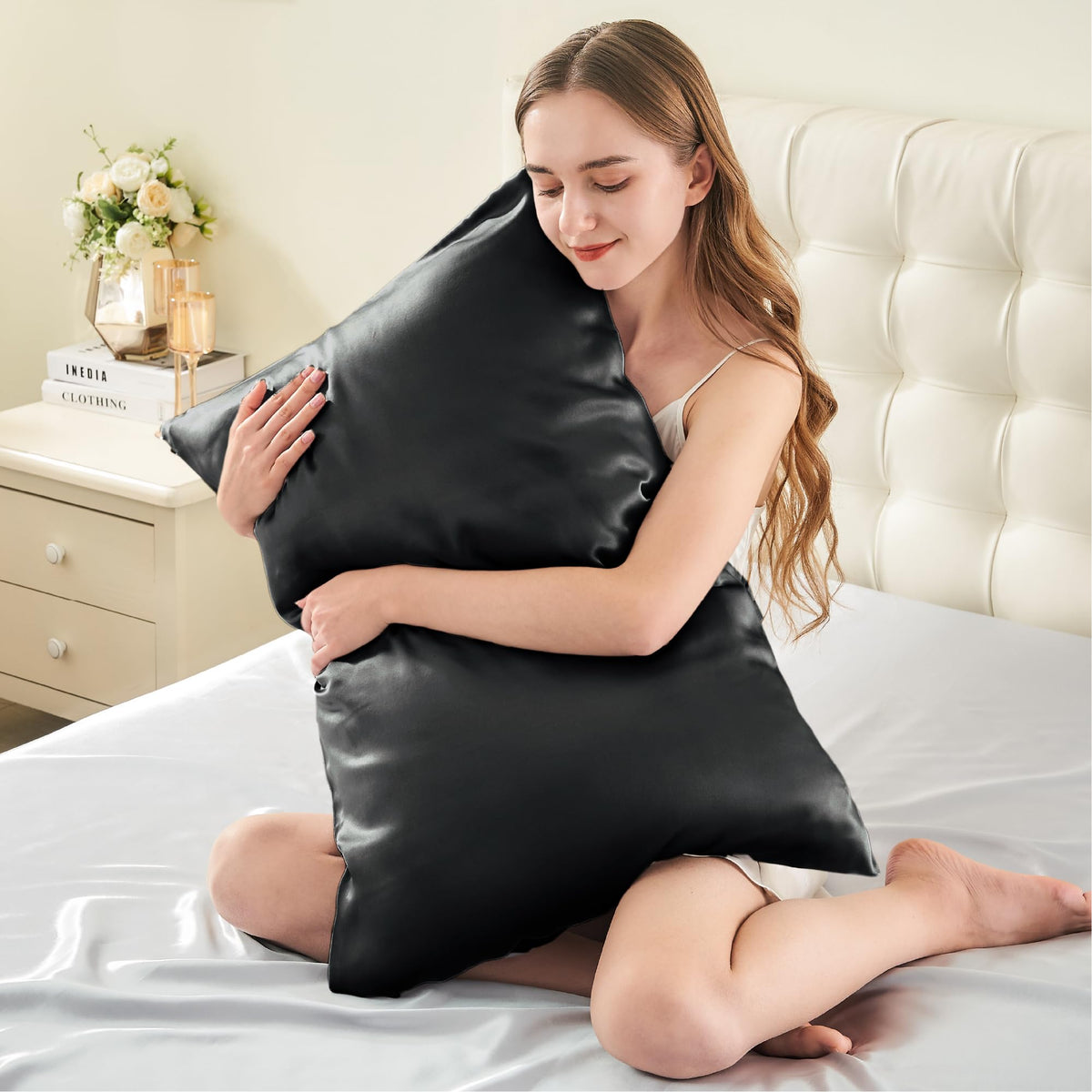 INFIIXSO silk pillowcase ultra-soft feel for cooling sleep.