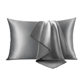INFIIXSO silk pillowcase dark grey 20x30 with hidden zipper for smooth hair and skin.
