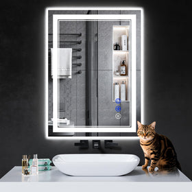InfiniGlass mirror with front and back lighting for even makeup illumination