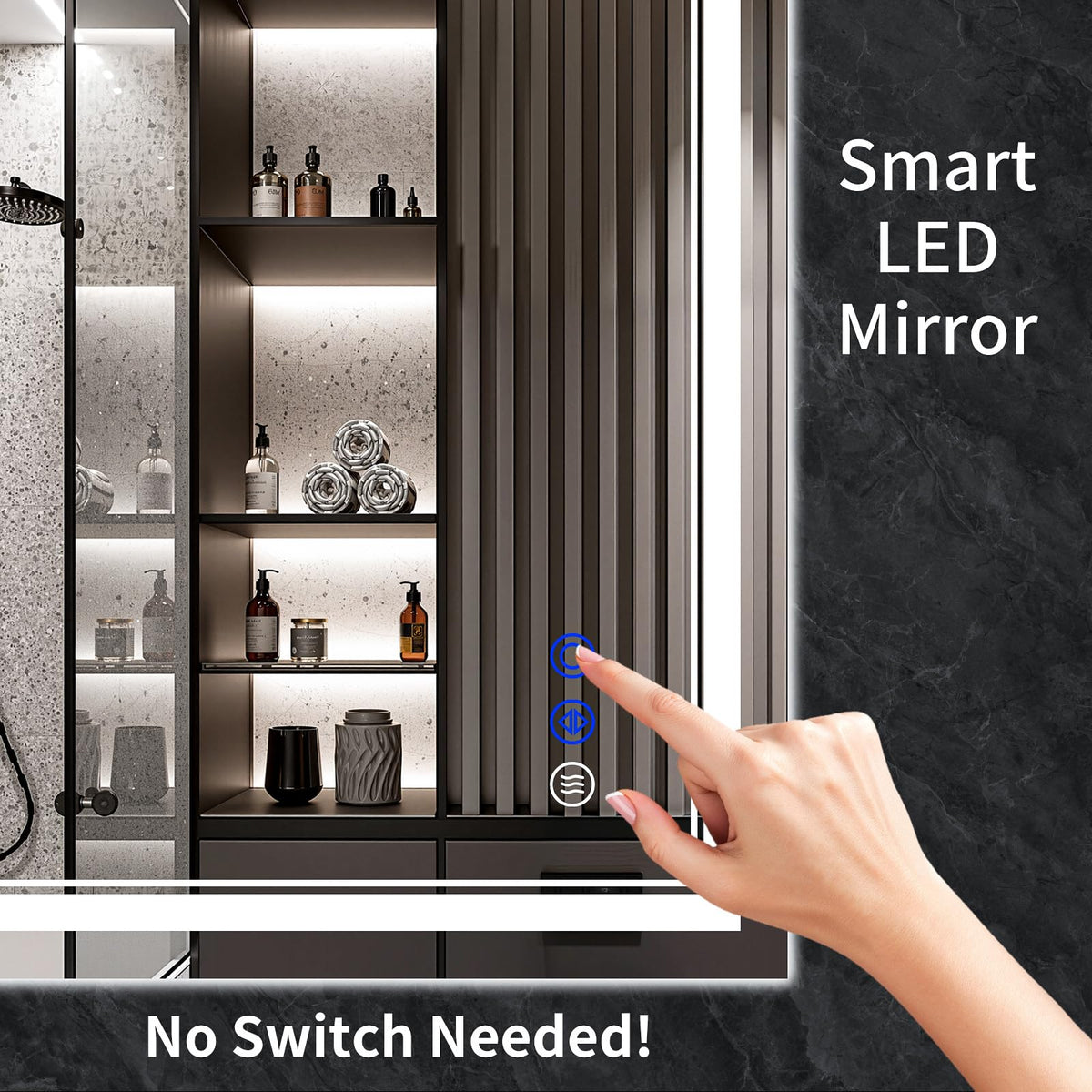 InfiniGlass anti-fog heating system with expanded coverage for steamy bathrooms