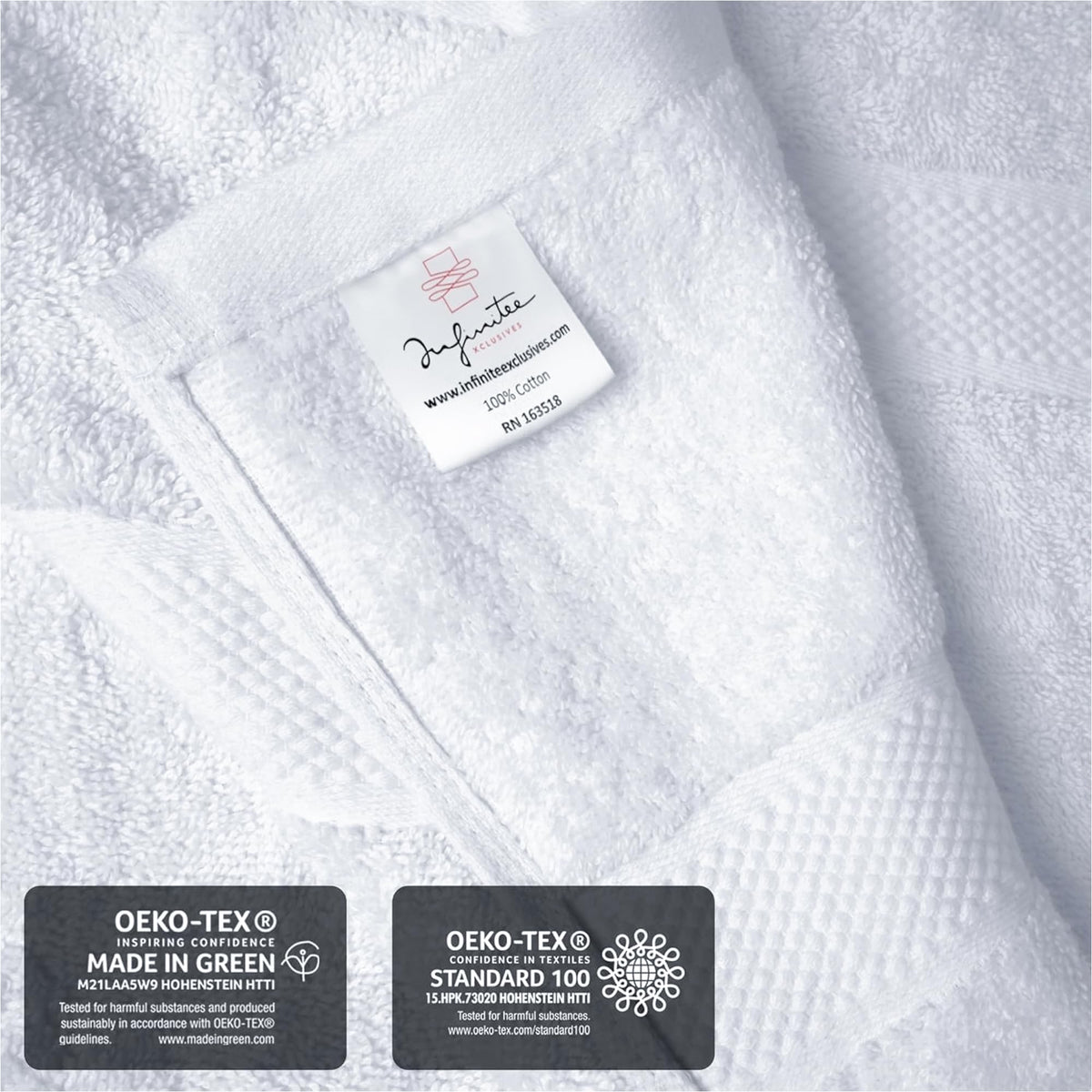 Infinitee Xclusives hotel-grade softness closeup suggests spa-like bath experience.