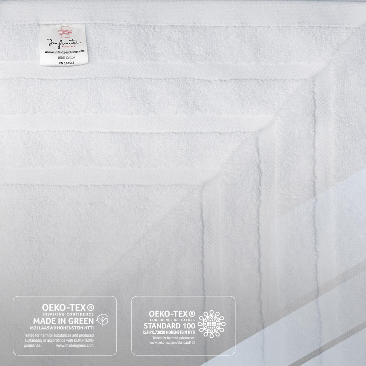 Infinitee Xclusives bright brilliant white towels elevate bathroom decor.