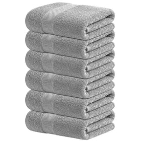Infinitee Xclusives gray hand towels front view for spa-like bathroom comfort.