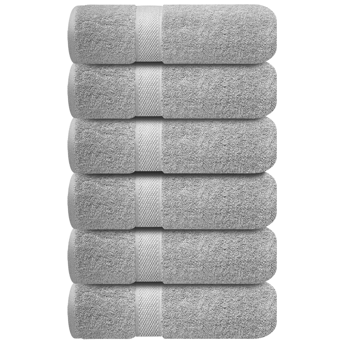 Infinitee Xclusives gray hand towels for kitchen or gym use.