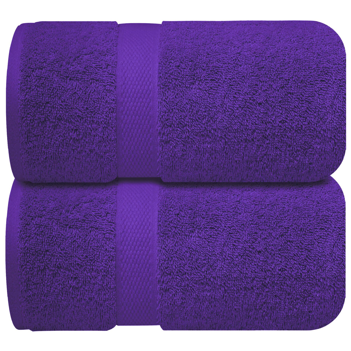 Infinitee Xclusives jumbo bath sheet in deep purple, adding luxury to a bathroom.