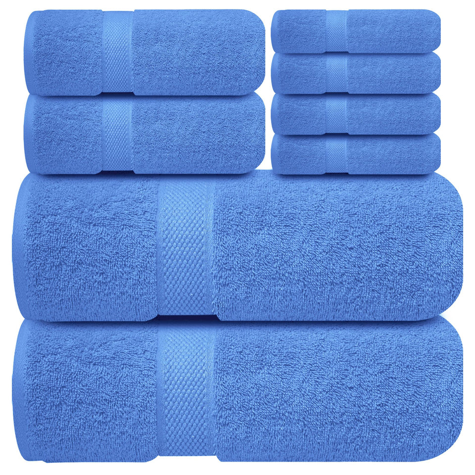 Infinitee Xclusives luxury 8-piece towel set, plush and absorbent for daily use.