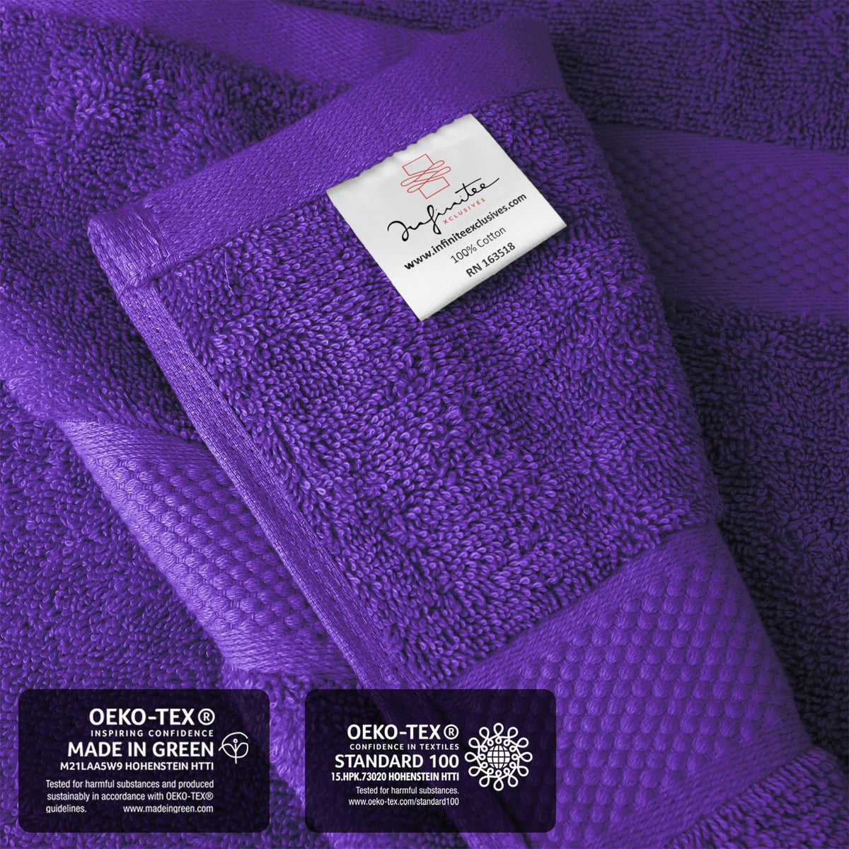 Infinitee Xclusives Profound Purple jumbo bath sheet displayed, showcasing vibrant color and softness.