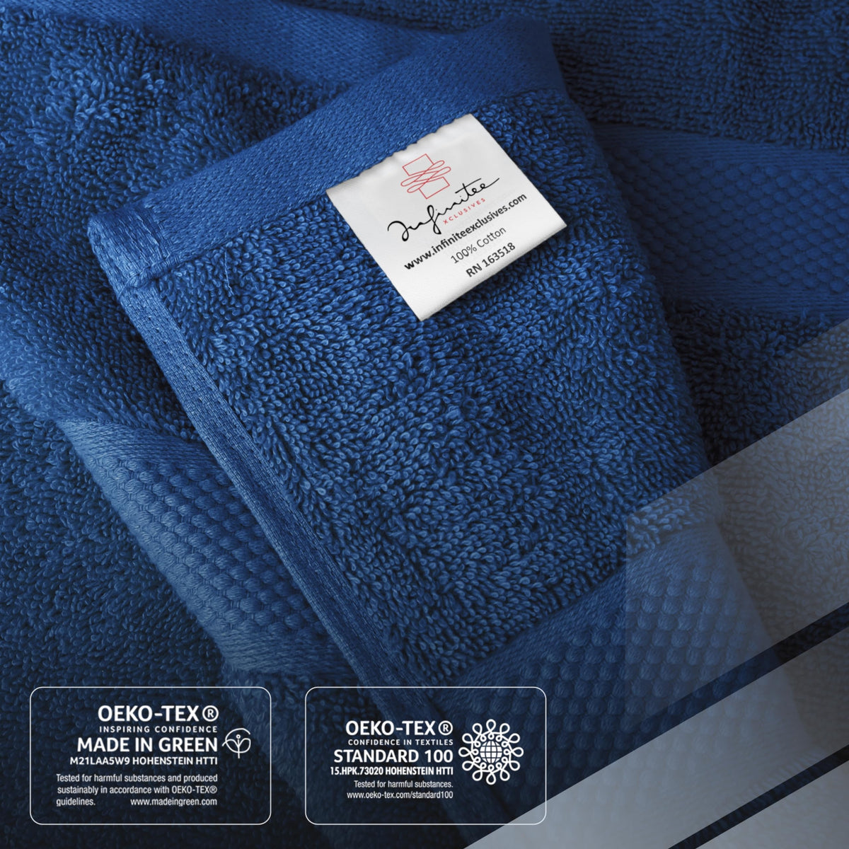 Edge stitching detail on Infinitee Xclusives towel for lasting durability