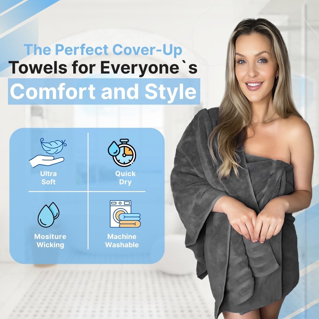 Infinitee Xclusives towel draped in a bright bathroom shows luxurious comfort