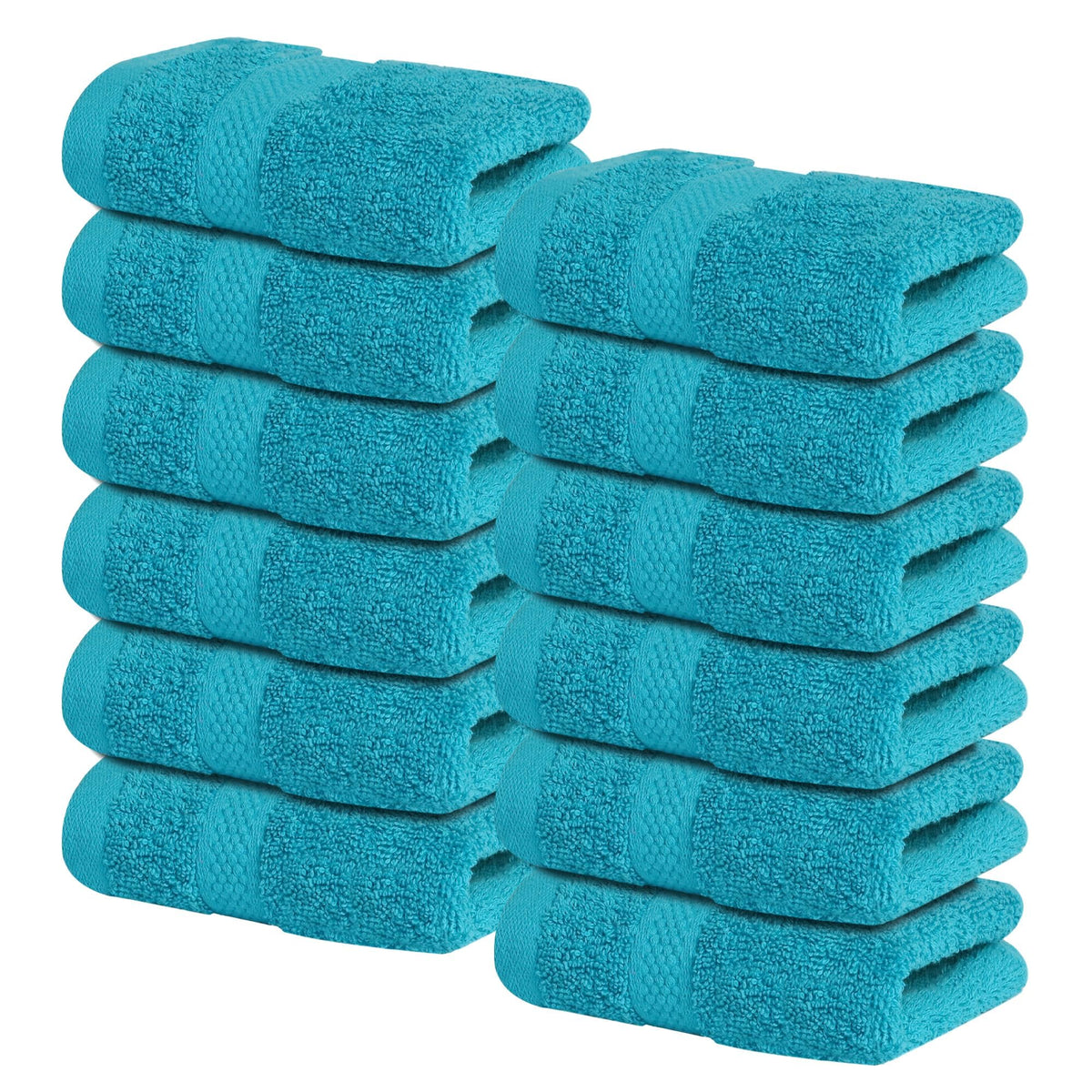 Infinitee Xclusives luxury washcloth set in serene teal for spa-like showering.