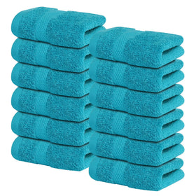 Infinitee Xclusives luxury washcloth set in serene teal for spa-like showering.