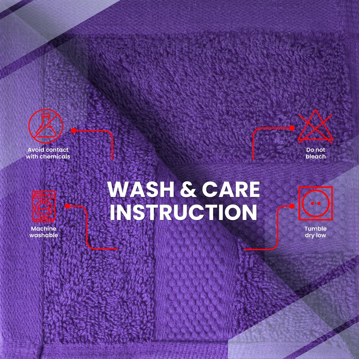 Care guidance for Infinitee Xclusives washcloths: machine wash low heat.