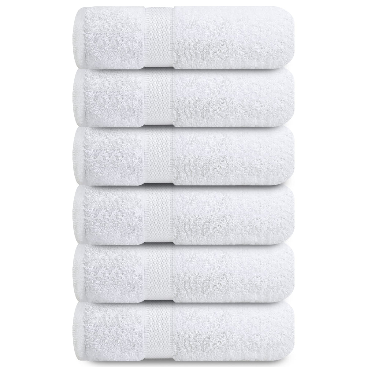 Infinitee Xclusives six-piece towel stack ready for guest rooms