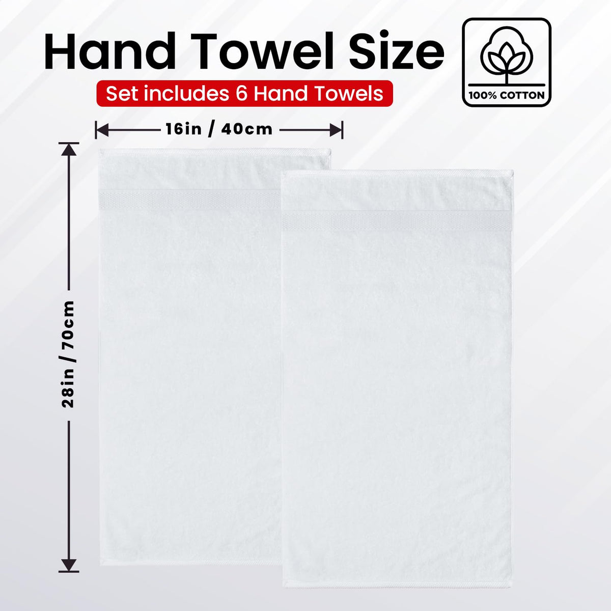 Folded Infinitee Xclusives white towels displayed for bathroom decor