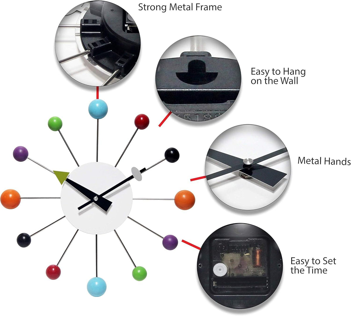 Infinity Instruments Orb Spoke clock as a collectible mid-century decor piece.