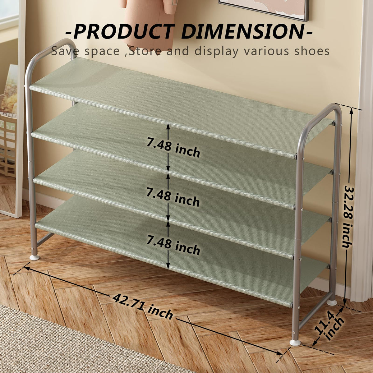 INGIORDAR large-capacity shoe rack filled with sneakers and sandals