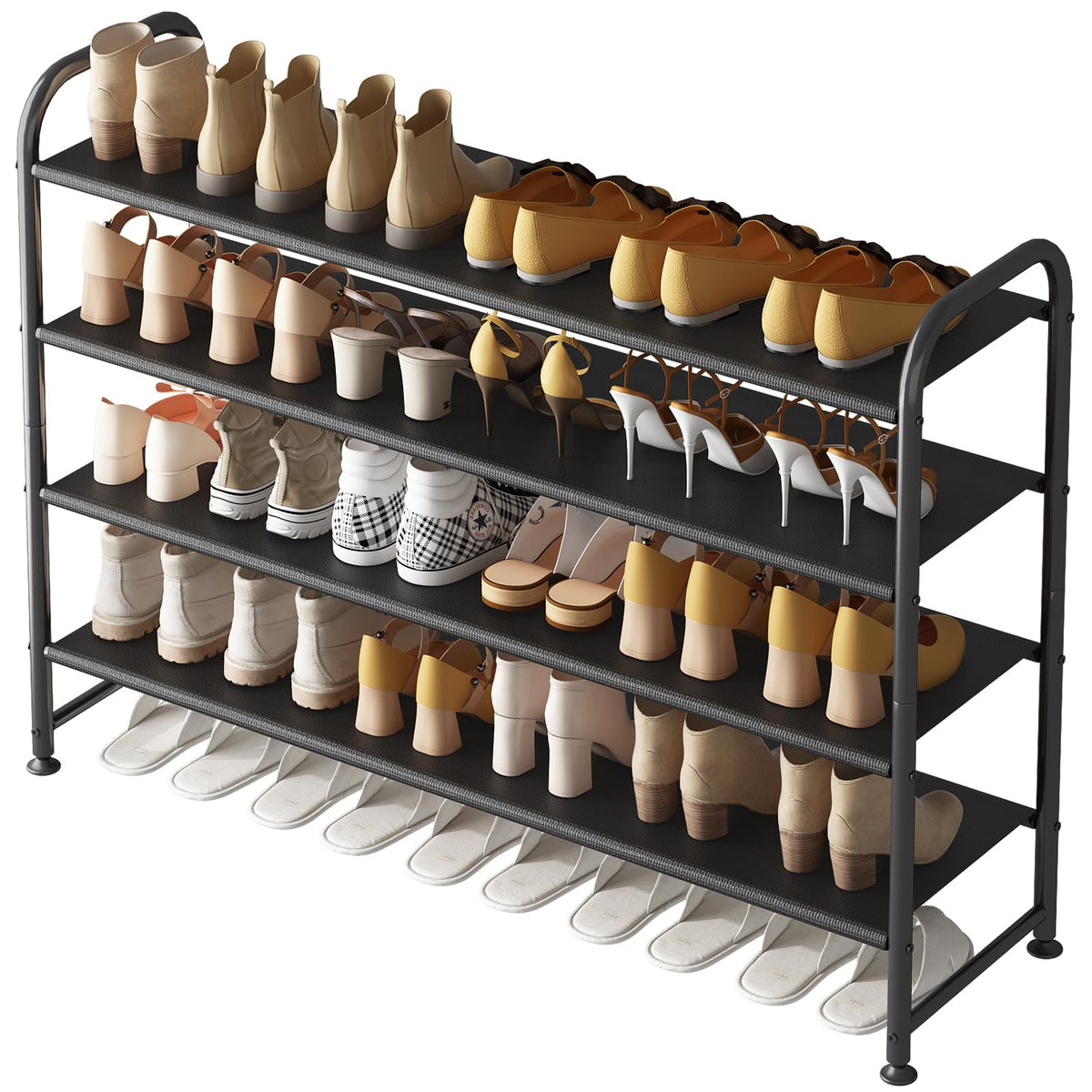 INGIORDAR 4-tier wide shoe rack for organized footwear storage
