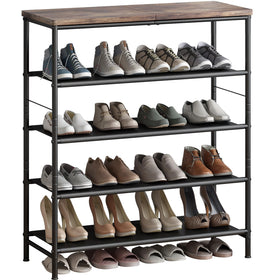 INGIORDAR 5-tier shoe rack with MDF top keeps entryway organized and stylish.