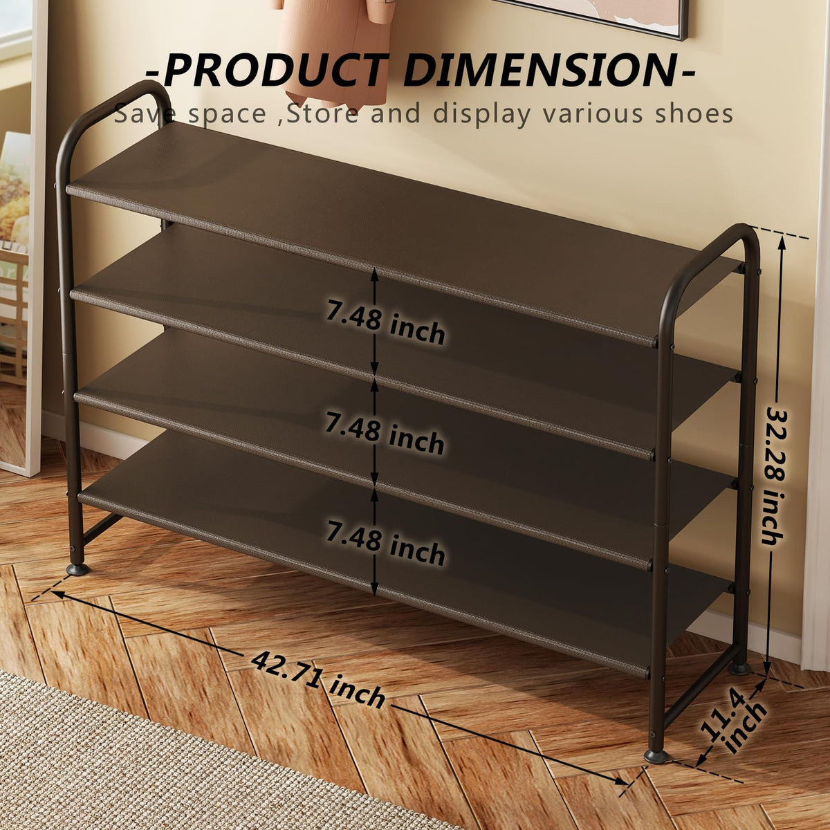 INGIORDAR adjustable shelves accommodate boots, sneakers, and sandals with flexible spacing.