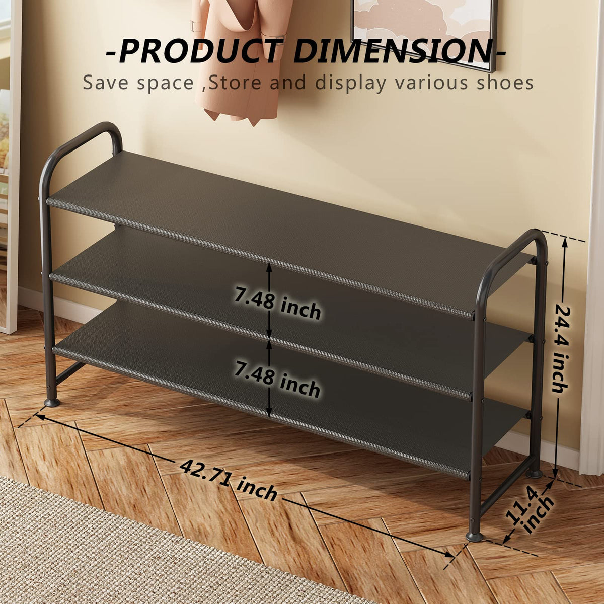 Convertible 2- or 3-tier INGIORDAR rack fits tall boots