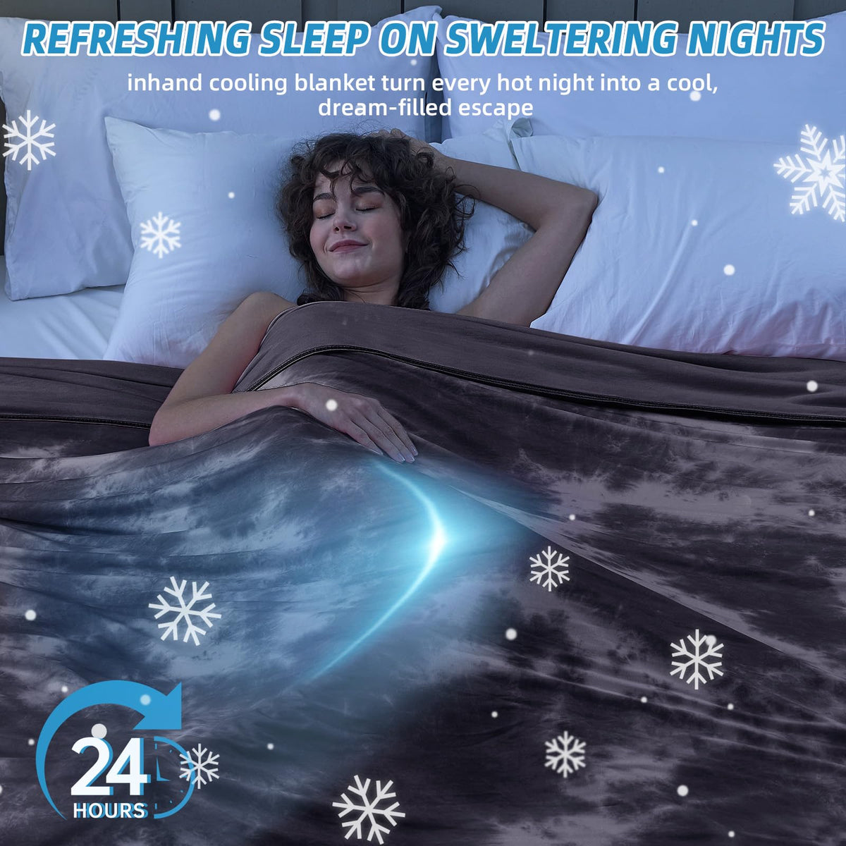 Inhand cooling blanket on couch provides light coverage without overheating