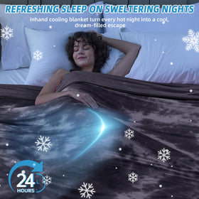 Inhand cooling blanket on couch provides light coverage without overheating