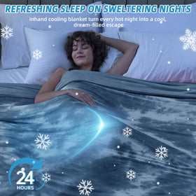 inhand cooling blanket queen size bed setup shows generous coverage for two adults