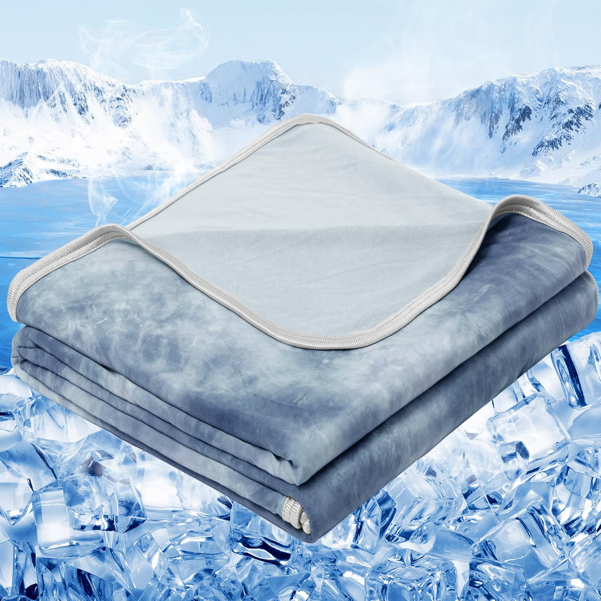 inhand cooling blanket queen size front closeup highlights breathable cooling fabric for hot sleepers