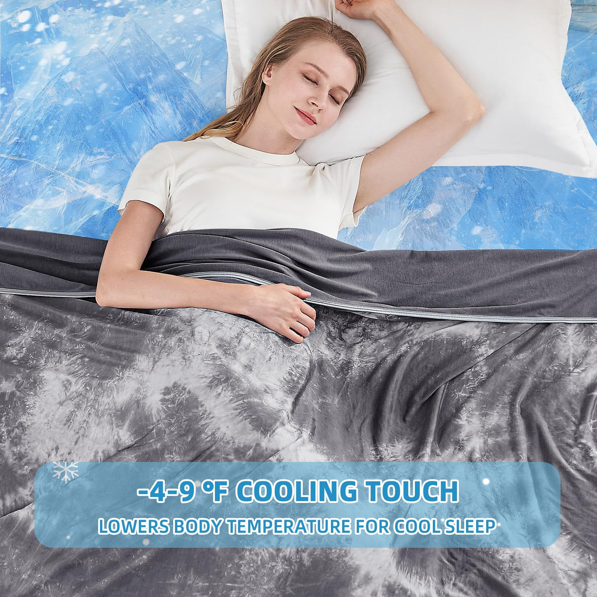 Inhand cooling throw blanket front nylon fabric keeps sleepers drier and cooler.