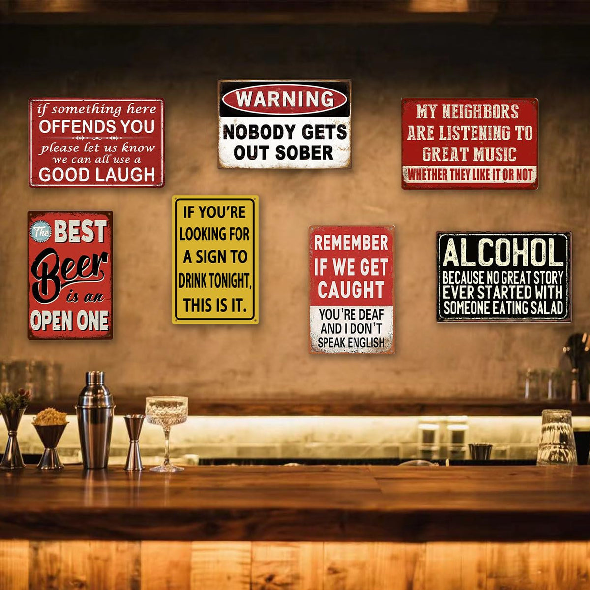 Inhapi funny bar sign retro man cave wall art for space accents