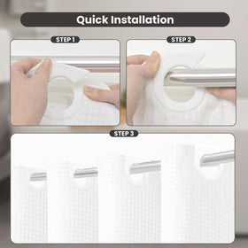 Inhousolu 72x72 no-hook curtain for easy bathroom setup.