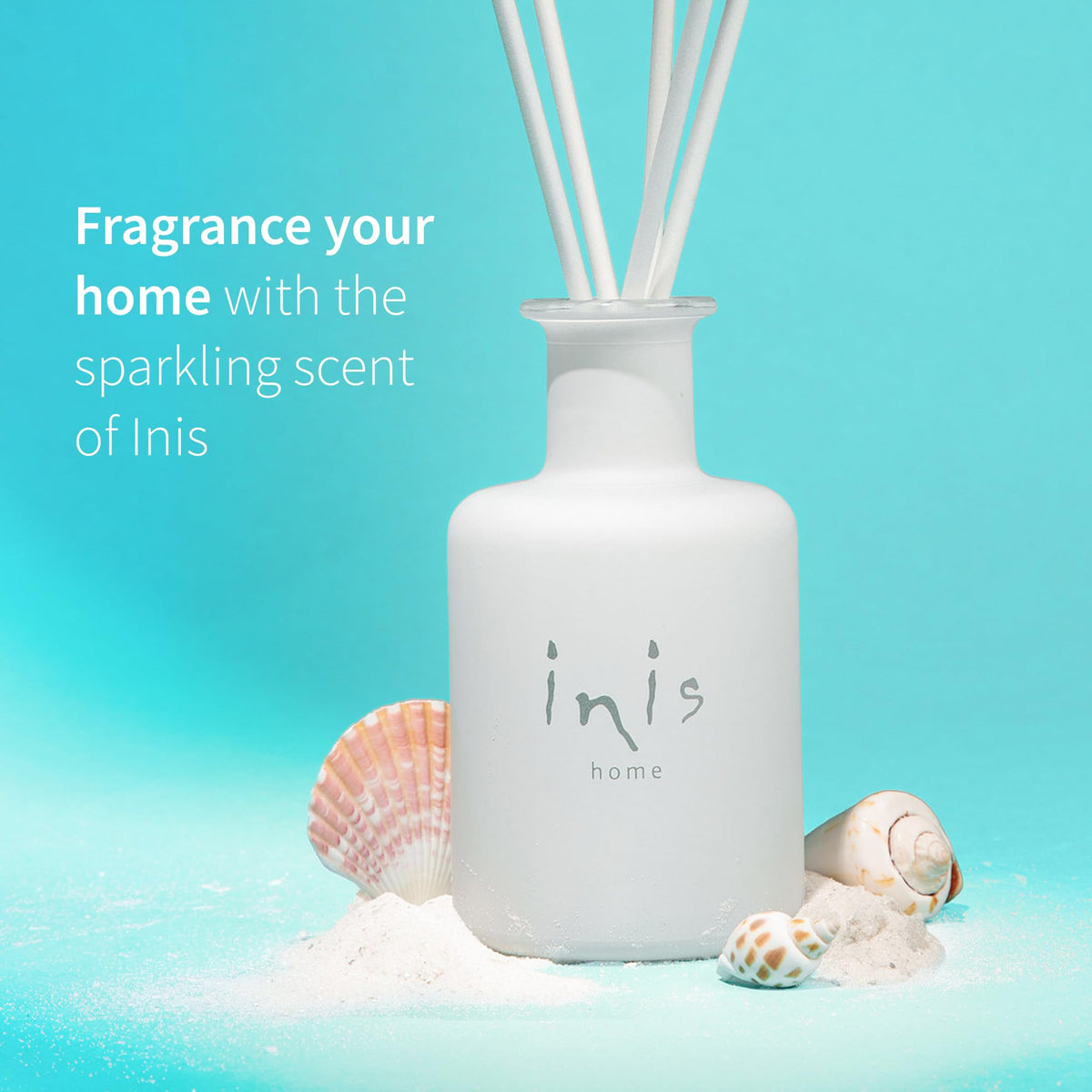 Inis the Energy of the Sea diffuser in living room creates a fresh ocean-inspired ambience.