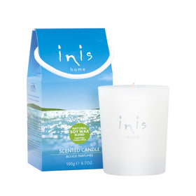 Inis Energy of the Sea scented candle with ocean fragrance in frosted jar for refreshing room ambiance.