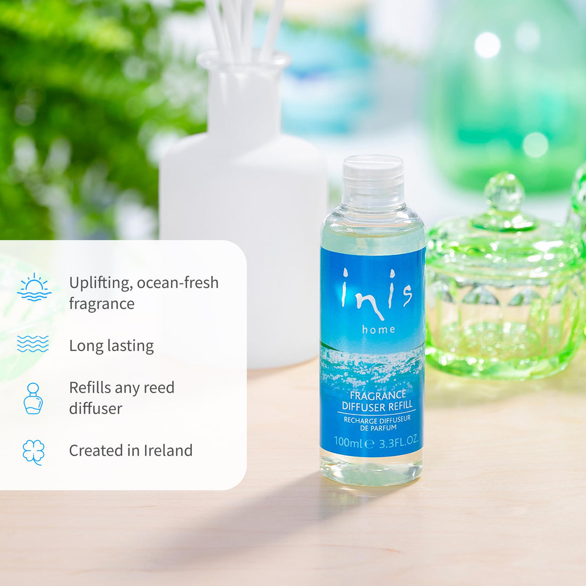 Inis top notes visualize lemon and bergamot for a bright space.