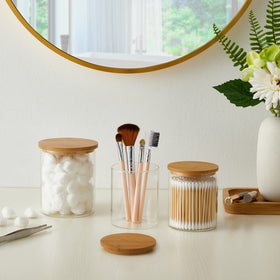 INIUNIK apothecary jars on vanity enhance organization