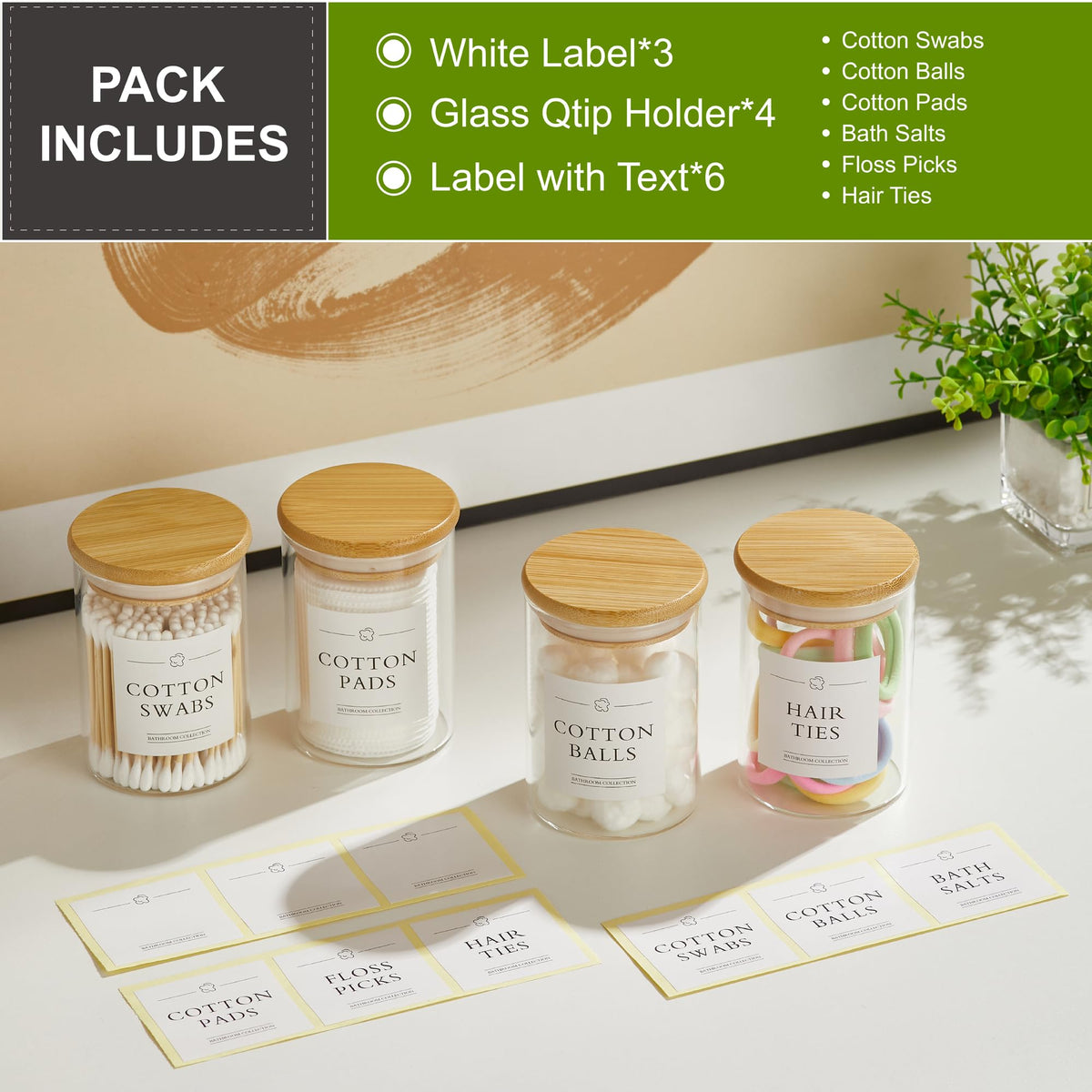 INIUNIK bamboo-lid glass jar seals contents and prevents moisture.